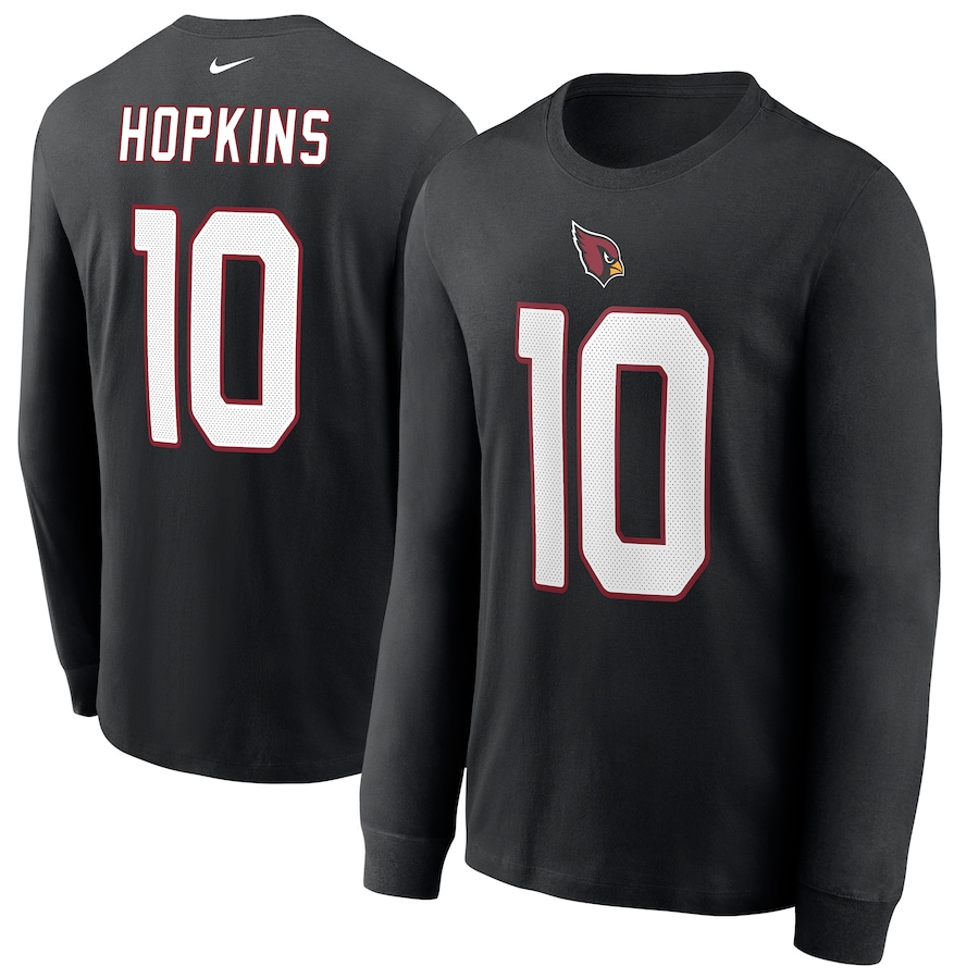 Arizona Cardinals DeAndre Hopkins Football Black Player Name & Number Long Sleeve T-Shirt - Man Arizona Cardinals DeAndre Hopkins Football Black Player Name & Number Long Sleeve T-Shirt - Man