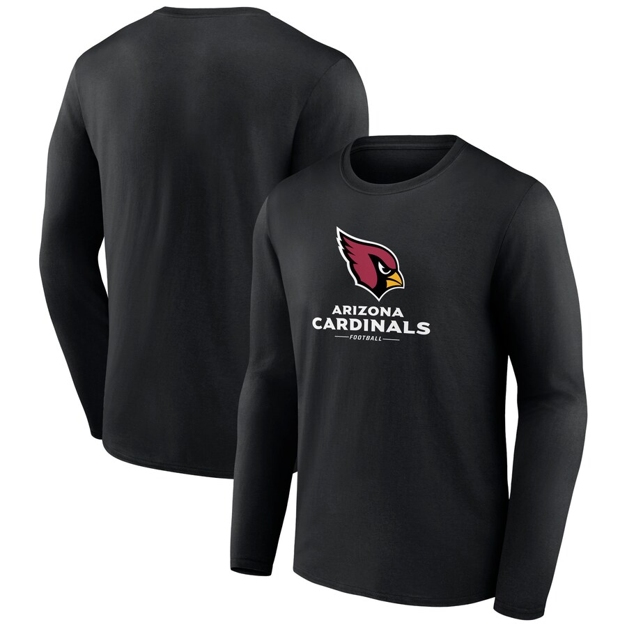 Arizona Cardinals Black Logo Team Lockup Long Sleeve T-Shirt - Man