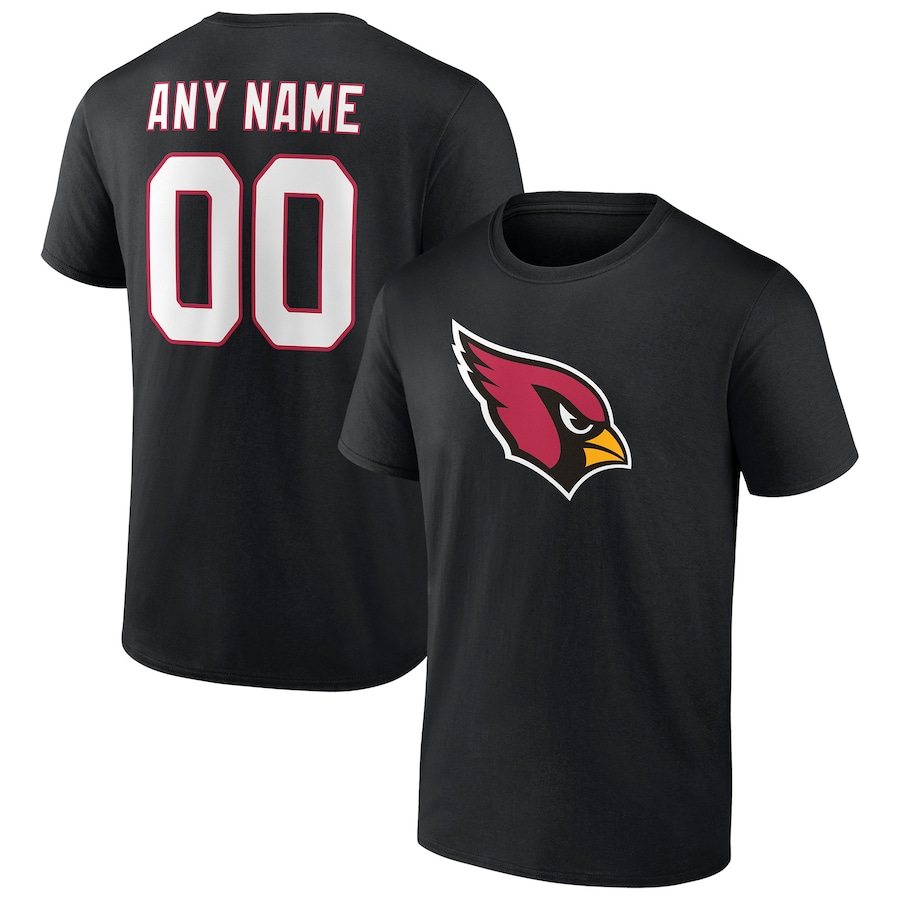 Arizona Cardinals Black Team Authentic Personalized Name & Number T-Shirt - Man