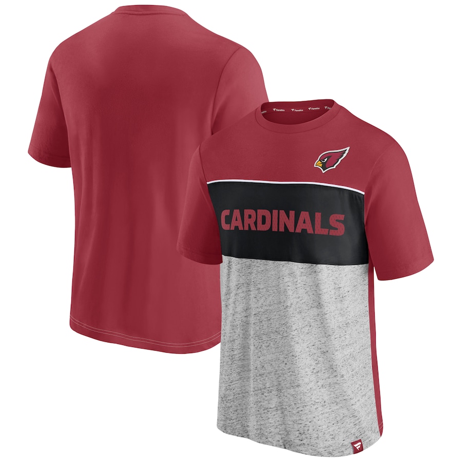 Arizona Cardinals Cardinal/Heathered Gray Colorblock T-Shirt - Man