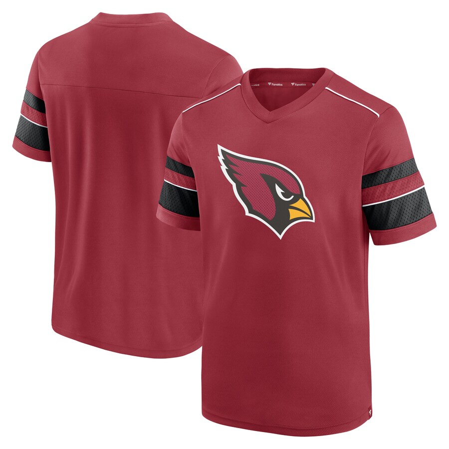 Arizona Cardinals Cardinal Textured Hashmark V-Neck T-Shirt - Man