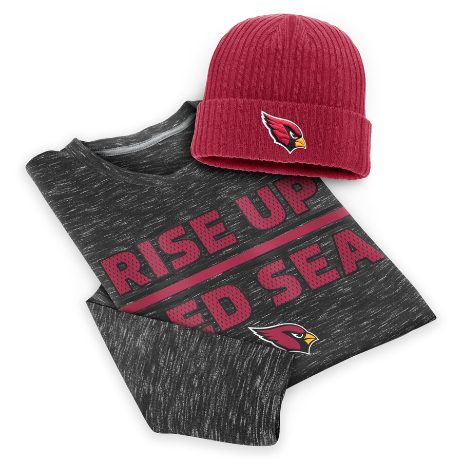 Arizona Cardinals Charcoal/Cardinal Long Sleeve T-Shirt & Cuffed Knit Hat Combo Set - Man Arizona Cardinals Charcoal/Cardinal Long Sleeve T-Shirt & Cuffed Knit Hat Combo Set - Man