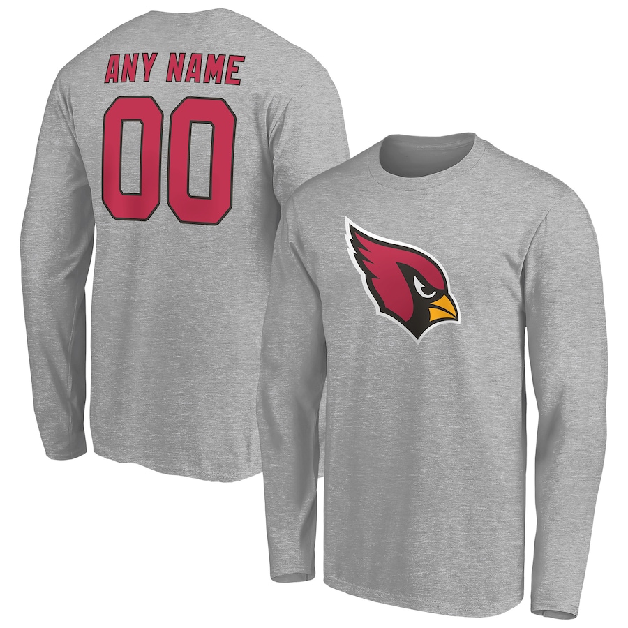 Arizona Cardinals Gray Team Authentic Custom Long Sleeve T-Shirt - Man Arizona Cardinals Gray Team Authentic Custom Long Sleeve T-Shirt - Man