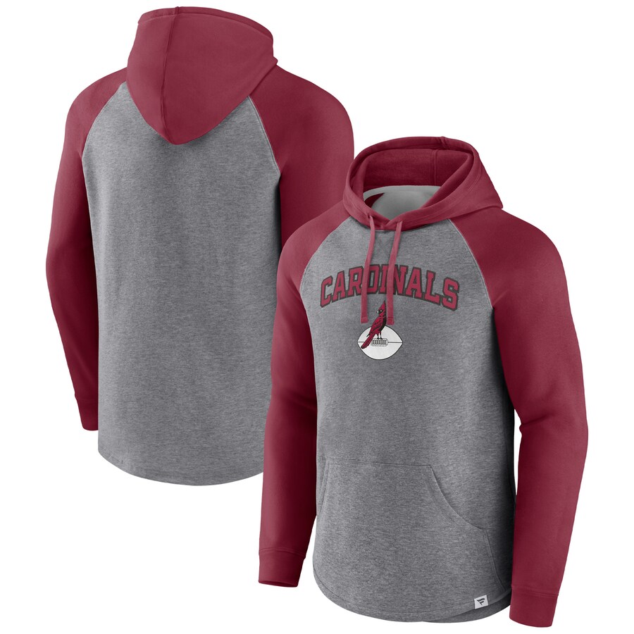 Arizona Cardinals Heathered Gray/Cardinal By Design Raglan Pullover Hoodie - Man Arizona Cardinals Heathered Gray/Cardinal By Design Raglan Pullover Hoodie - Man