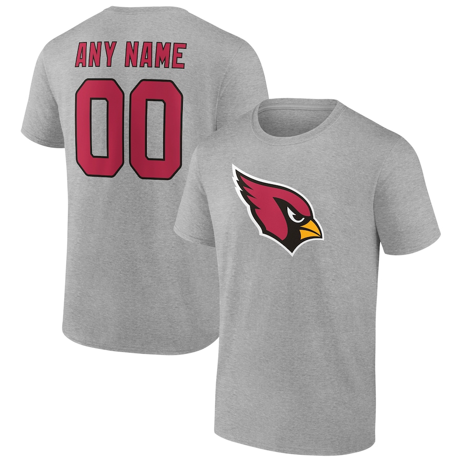 Arizona Cardinals Heathered Gray Team Authentic Custom T-Shirt - Man Arizona Cardinals Heathered Gray Team Authentic Custom T-Shirt - Man