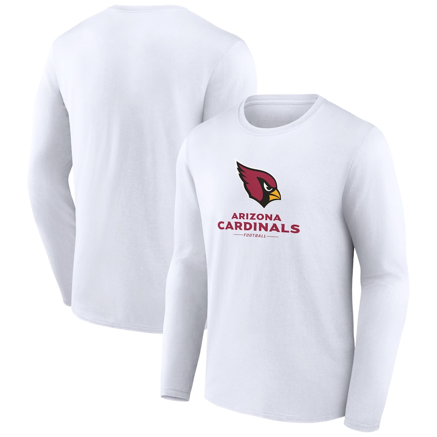 Arizona Cardinals White Logo Team Lockup Long Sleeve T-Shirt - Man Arizona Cardinals White Logo Team Lockup Long Sleeve T-Shirt - Man
