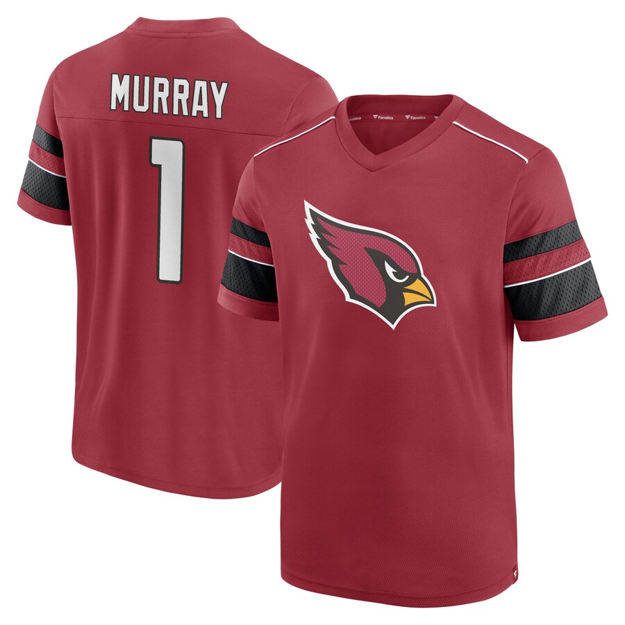 Arizona Cardinals Kyler Murray Cardinal Hashmark Name & Number V-Neck T-Shirt - Man Arizona Cardinals Kyler Murray Cardinal Hashmark Name & Number V-Neck T-Shirt - Man