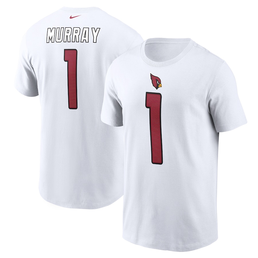 Arizona Cardinals Kyler Murray Football White Name & Number T-Shirt - Man Arizona Cardinals Kyler Murray Football White Name & Number T-Shirt - Man