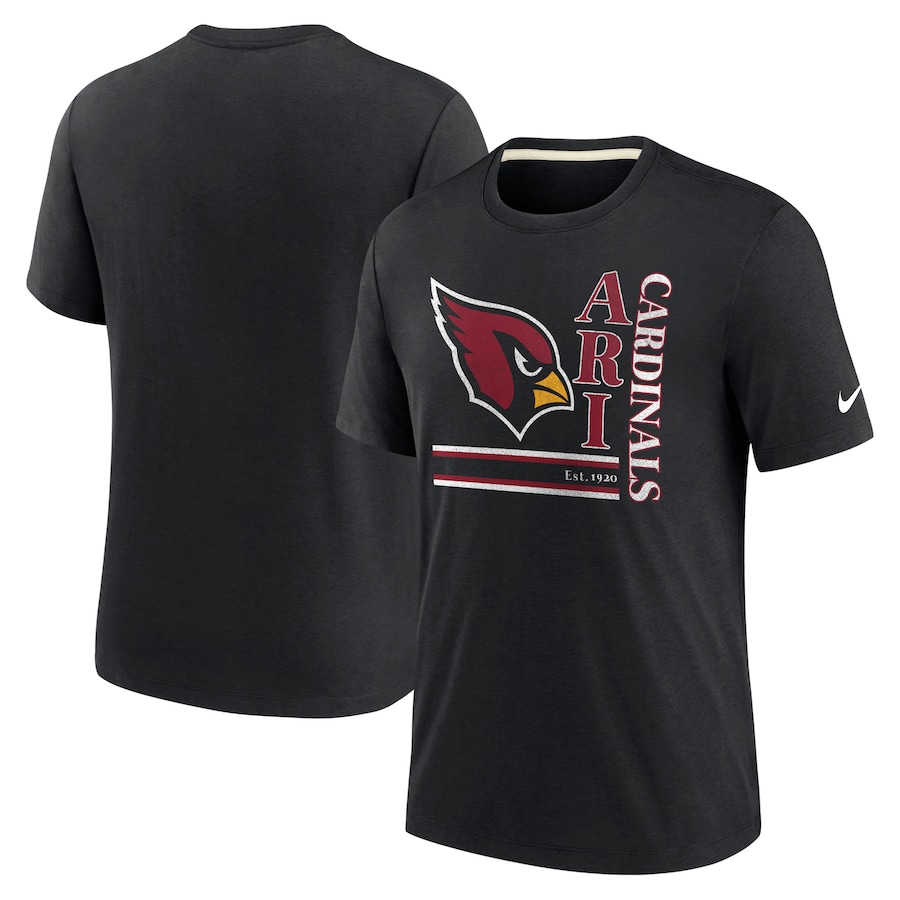 Arizona Cardinals Football Black Wordmark Logo Tri-Blend T-Shirt - Man Arizona Cardinals Football Black Wordmark Logo Tri-Blend T-Shirt - Man