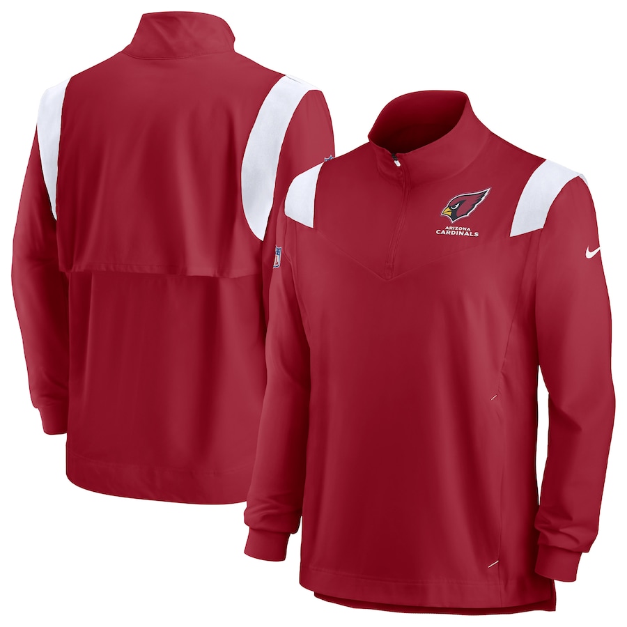 Arizona Cardinals Football Cardinal Sideline Coaches Chevron Lockup Quarter-Zip Top - Man Arizona Cardinals Football Cardinal Sideline Coaches Chevron Lockup Quarter-Zip Top - Man