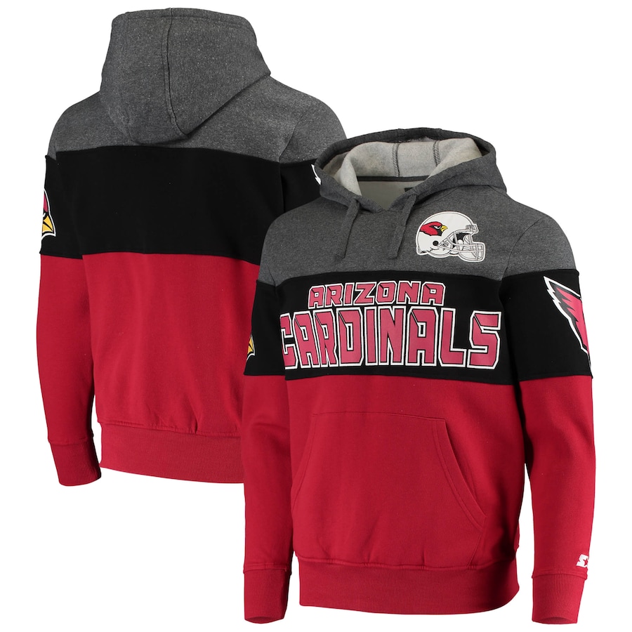 Arizona Cardinals Starter Heathered Gray/Black Extreme Fireballer Pullover Hoodie - Man Arizona Cardinals Starter Heathered Gray/Black Extreme Fireballer Pullover Hoodie - Man