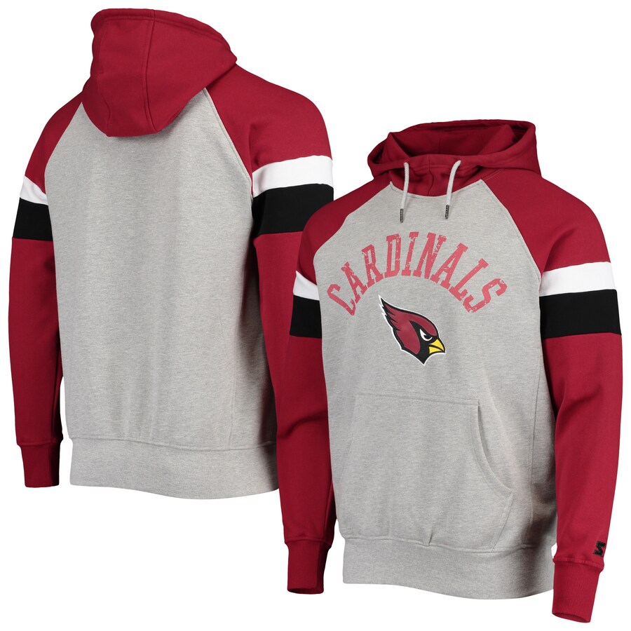 Arizona Cardinals Starter Heathered Gray/Cardinal Home Run Raglan Pullover Hoodie - Man Arizona Cardinals Starter Heathered Gray/Cardinal Home Run Raglan Pullover Hoodie - Man