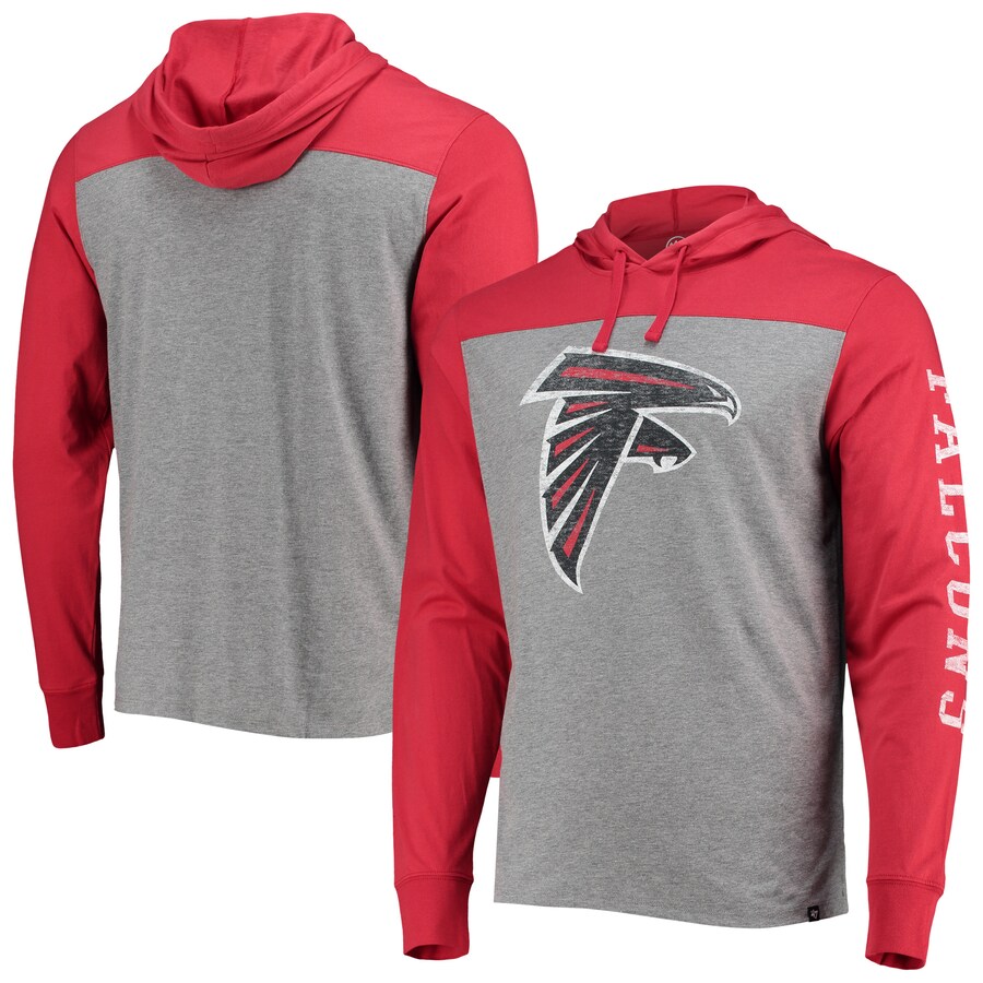 Atlanta Falcons '47 Heathered Gray/Red Franklin Wooster Long Sleeve Hoodie T-Shirt - Man