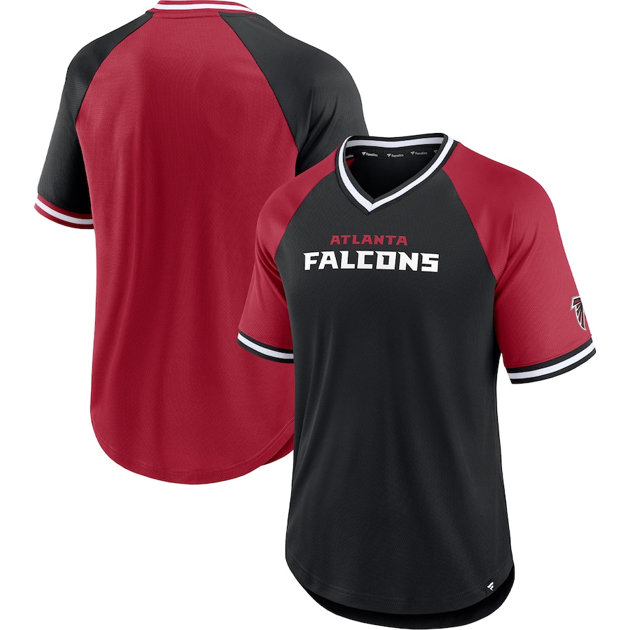 Atlanta Falcons Black/Red Second Wind Raglan V-Neck T-Shirt - Man Atlanta Falcons Black/Red Second Wind Raglan V-Neck T-Shirt - Man
