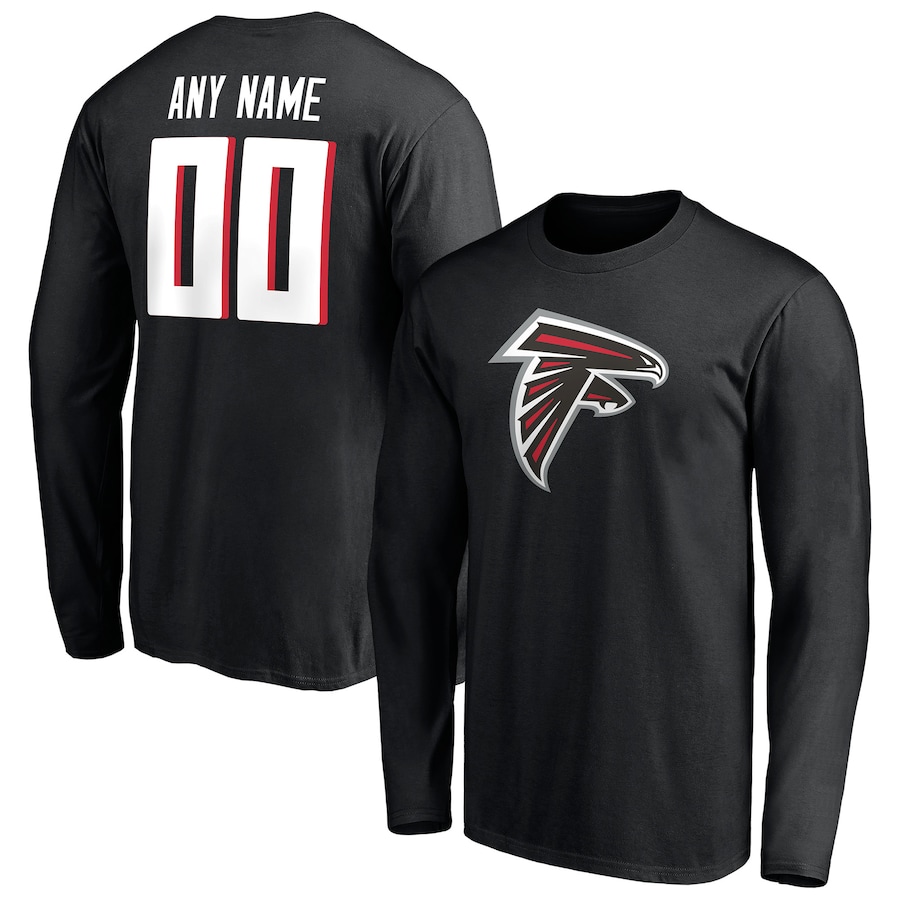 Atlanta Falcons Black Team Authentic Personalized Name & Number Long Sleeve T-Shirt - Man