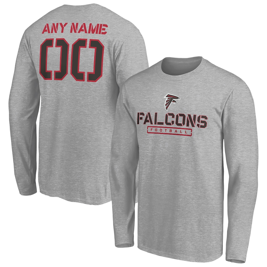 Atlanta Falcons Gray Personalized Name & Number Evanston Stencil Long Sleeve T-Shirt - Man
