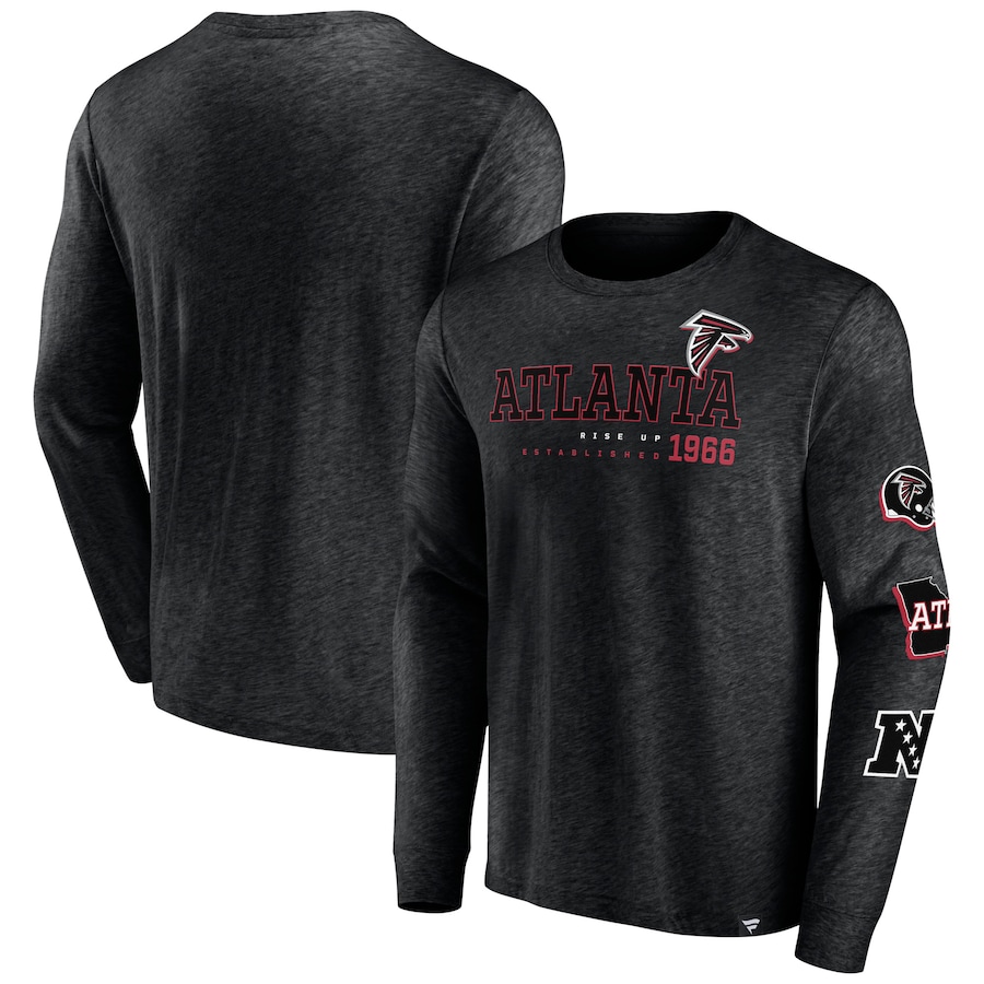 Atlanta Falcons Heather Black High Whip Pitcher Long Sleeve T-Shirt - Man