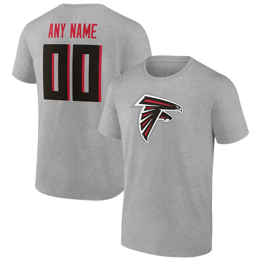 Atlanta Falcons Heathered Gray Team Authentic Custom T-Shirt - Man