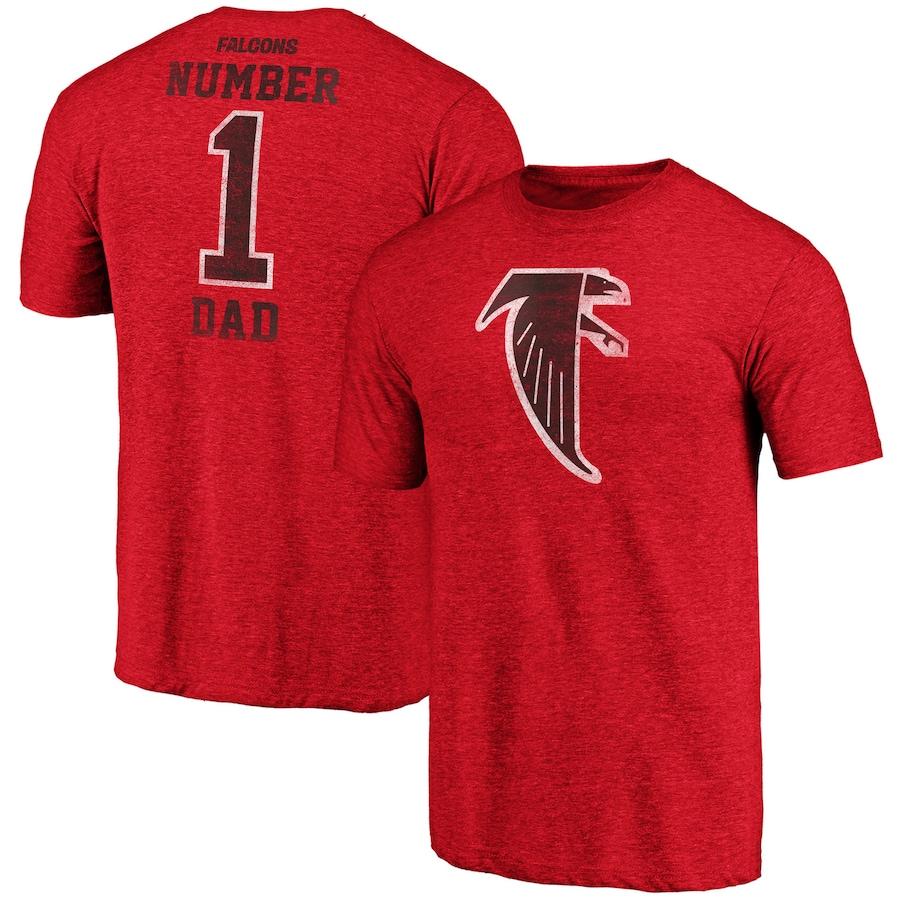 Atlanta Falcons Heathered Red Greatest Dad Retro Tri-Blend T-Shirt - Man