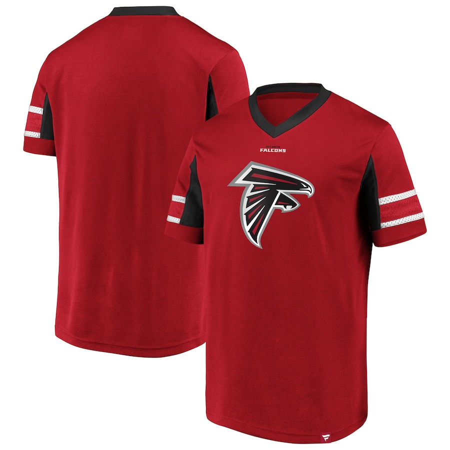 Atlanta Falcons Red Iconic Hashmark Logo V-Neck T-Shirt - Man