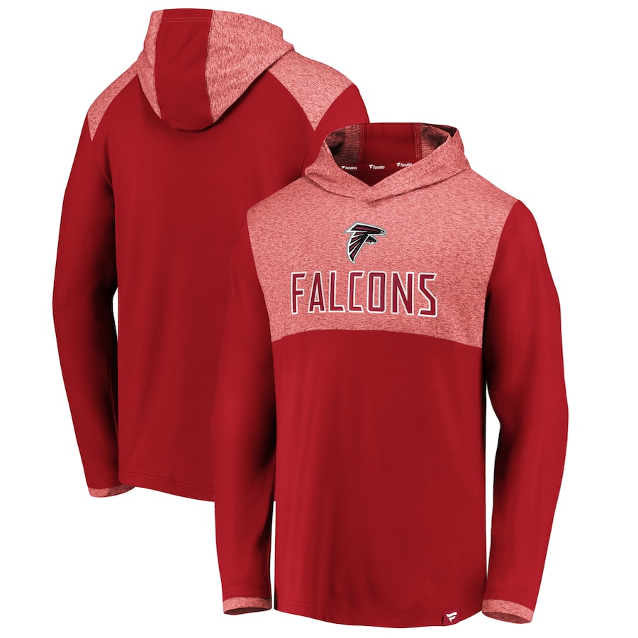 Atlanta Falcons Red Iconic Marbled Clutch Hoodie Long Sleeve T-Shirt - Man