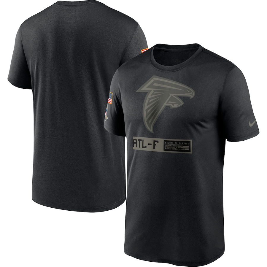 Atlanta Falcons Football Black 2020 Salute to Service Team Logo Performance T-Shirt - Man