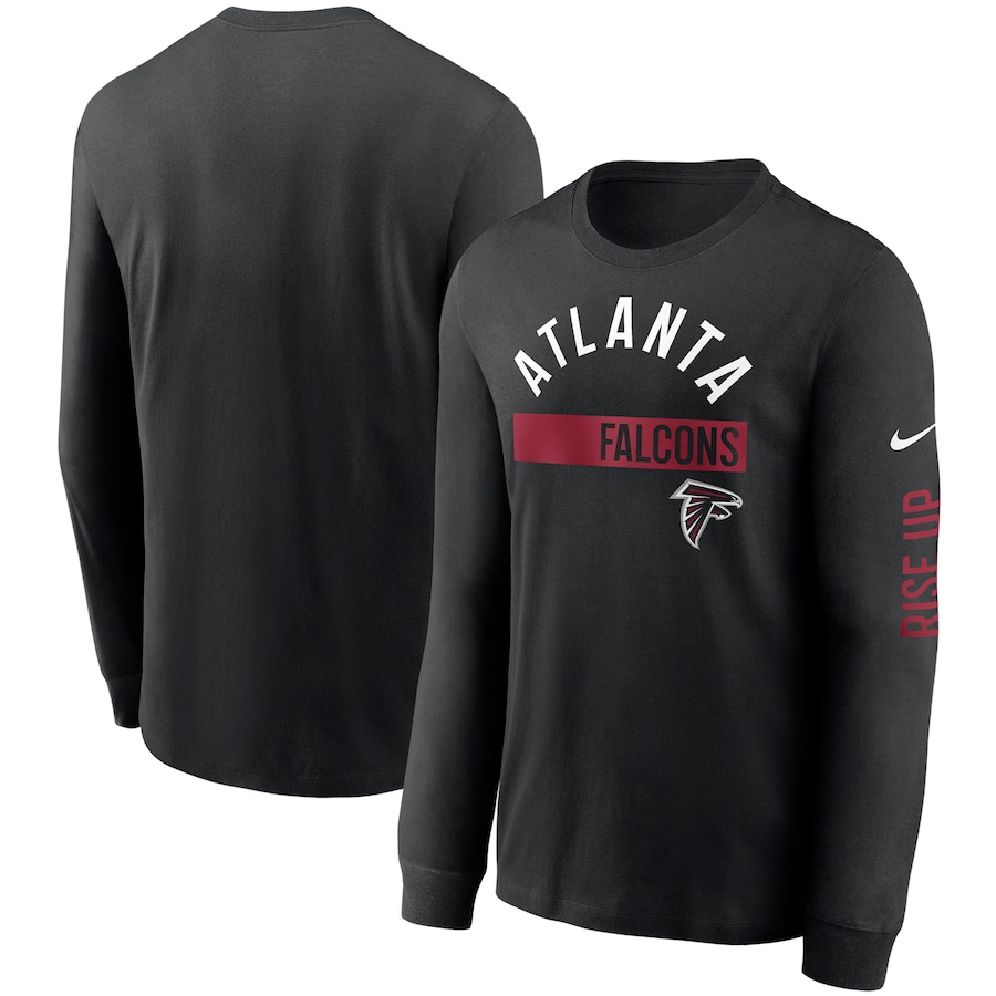Atlanta Falcons Football Black Fan Gear Color Bar Long Sleeve T-Shirt - Man