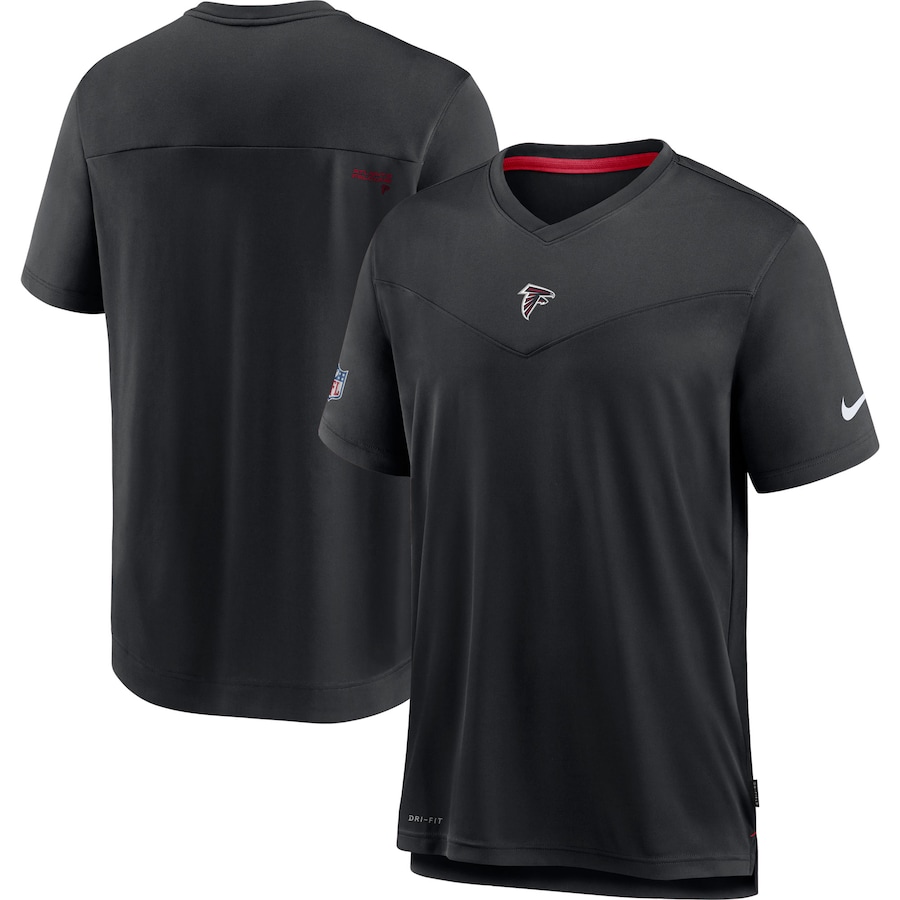 Atlanta Falcons Football Black Sideline Coaches Performance V-Neck T-Shirt - Man Atlanta Falcons Football Black Sideline Coaches Performance V-Neck T-Shirt - Man