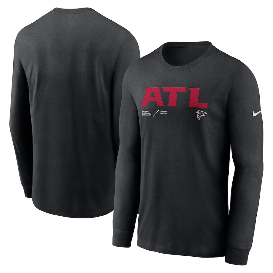 Atlanta Falcons Football Black Sideline Infograph Lock Up Performance Long Sleeve T-Shirt - Man