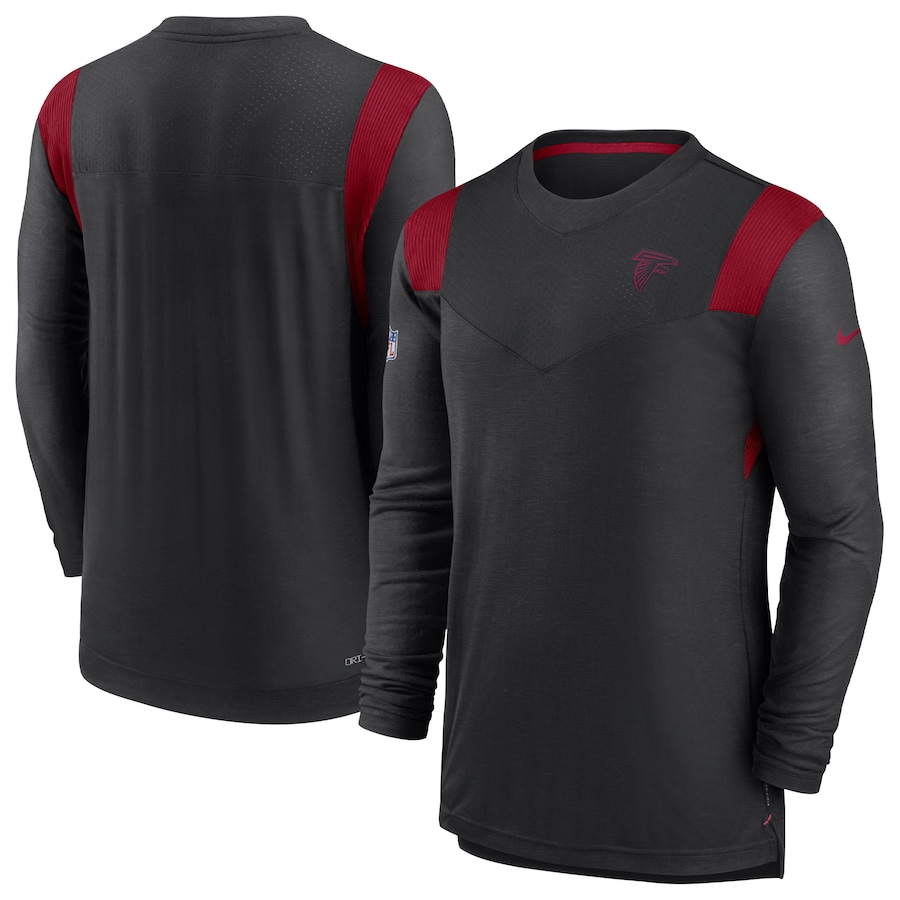 Atlanta Falcons Football Black Sideline Tonal Logo Performance Player Long Sleeve T-Shirt - Man