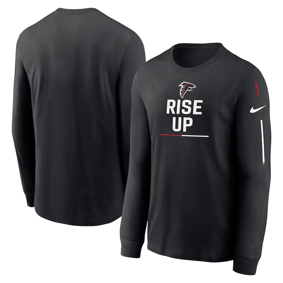Atlanta Falcons Football Black Team Slogan Long Sleeve T-Shirt - Man Atlanta Falcons Football Black Team Slogan Long Sleeve T-Shirt - Man