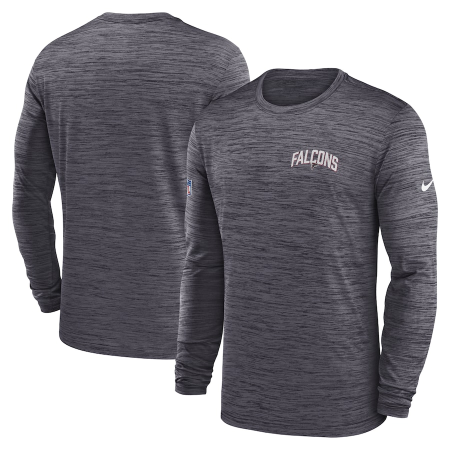 Atlanta Falcons Football Charcoal Sideline Velocity Athletic Stack Performance Long Sleeve T-Shirt - Man Atlanta Falcons Football Charcoal Sideline Velocity Athletic Stack Performance Long Sleeve T-Shirt - Man