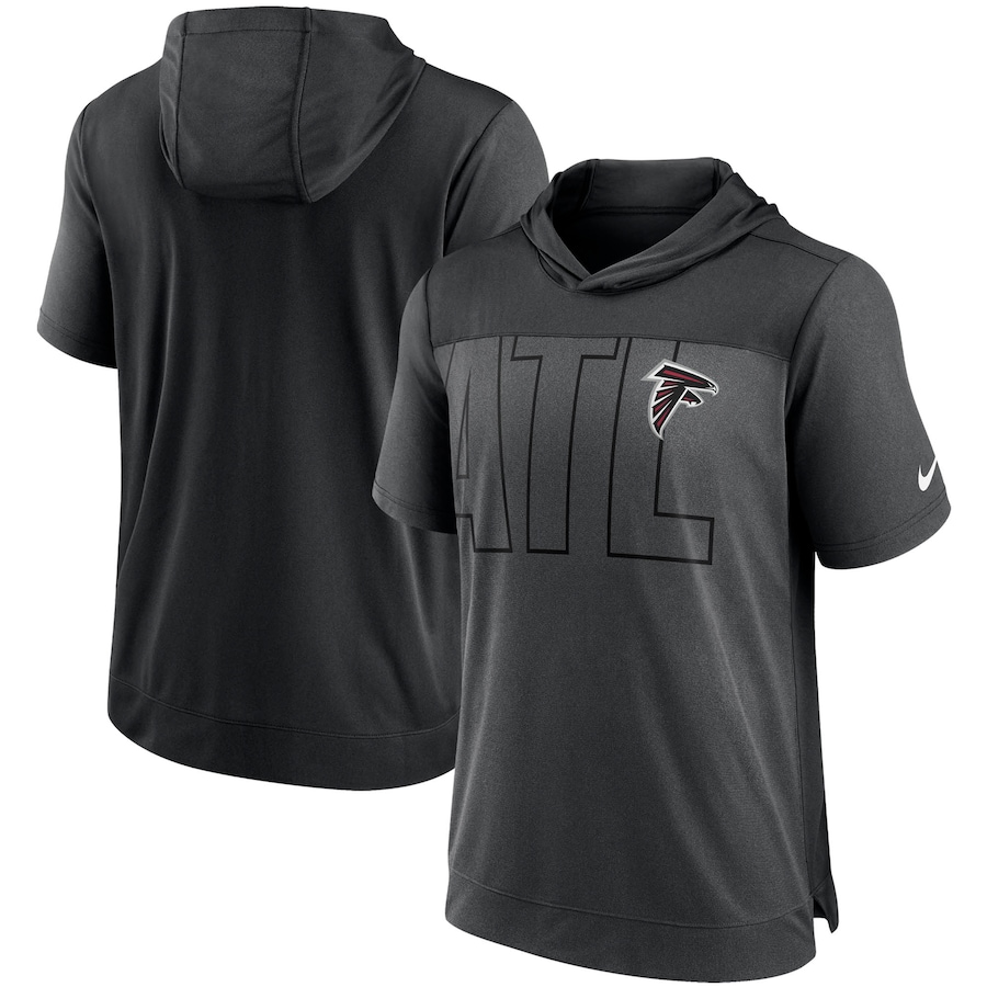 Atlanta Falcons Football Heathered Charcoal/Black Performance Hoodie T-Shirt - Man