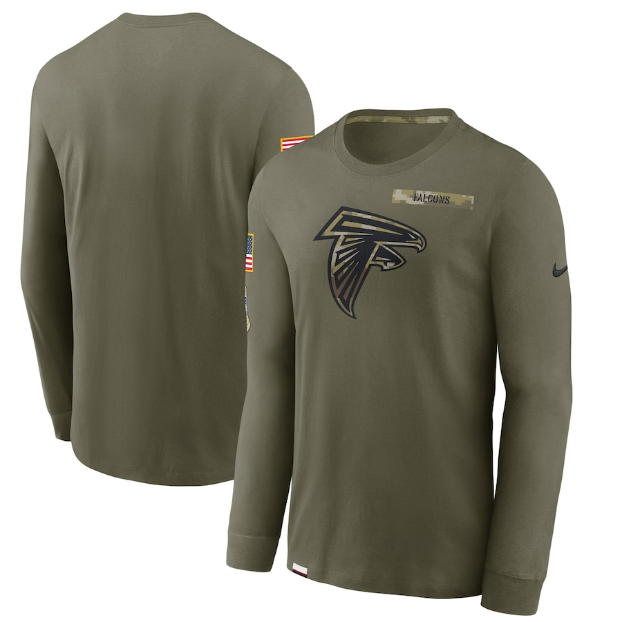 Atlanta Falcons Football Olive 2021 Salute To Service Performance Long Sleeve T-Shirt - Man Atlanta Falcons Football Olive 2021 Salute To Service Performance Long Sleeve T-Shirt - Man