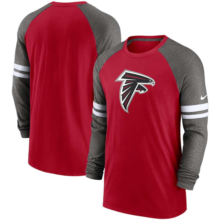 Atlanta Falcons Football Red/Charcoal Performance Raglan Long Sleeve T-Shirt - Man