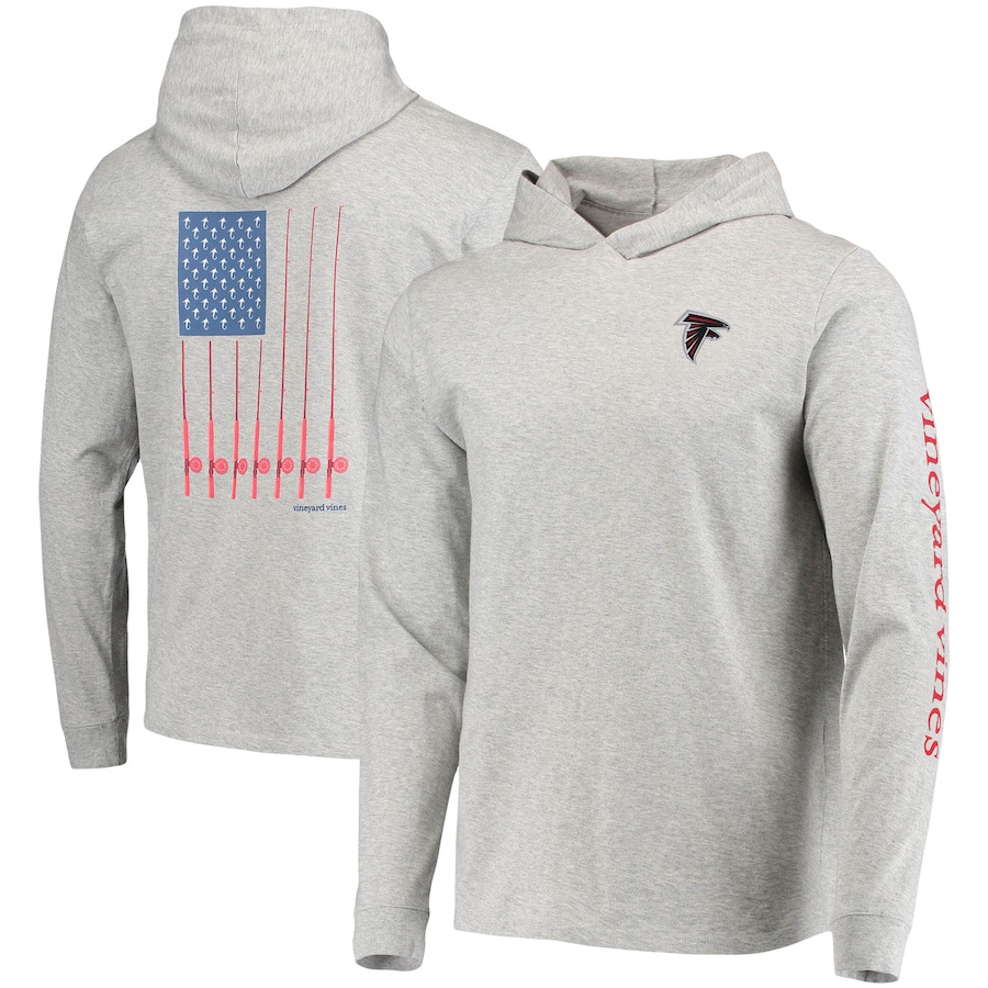 Atlanta Falcons Vineyard Vines Heathered Gray Hoodie Long Sleeve T-Shirt - Man