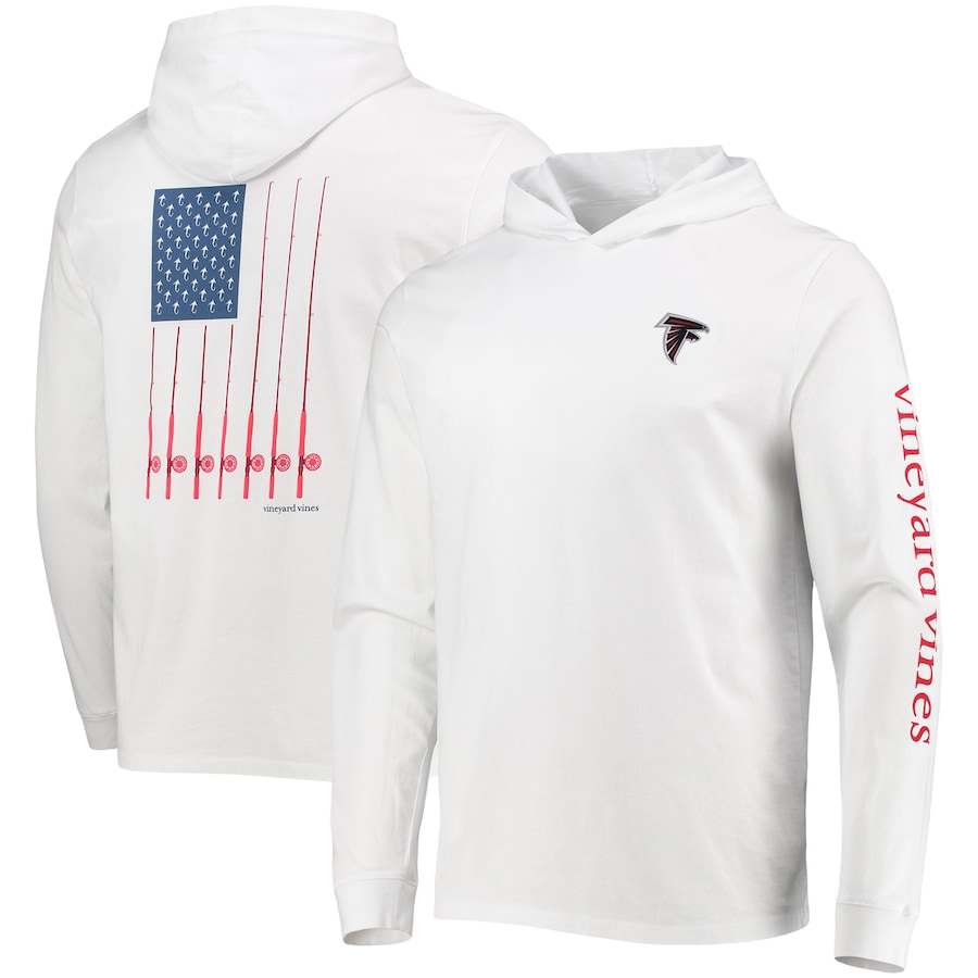 Atlanta Falcons Vineyard Vines White Hoodie Long Sleeve T-Shirt - Man