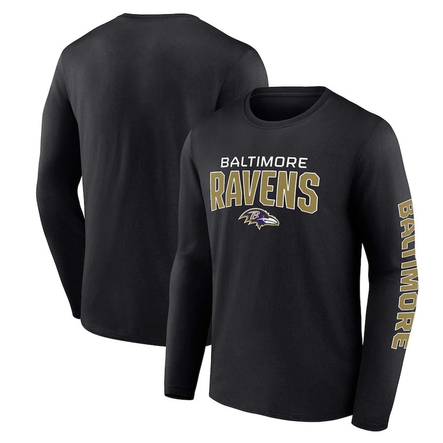 Baltimore Ravens Black Wordmark Go the Distance Long Sleeve T-Shirt - Man