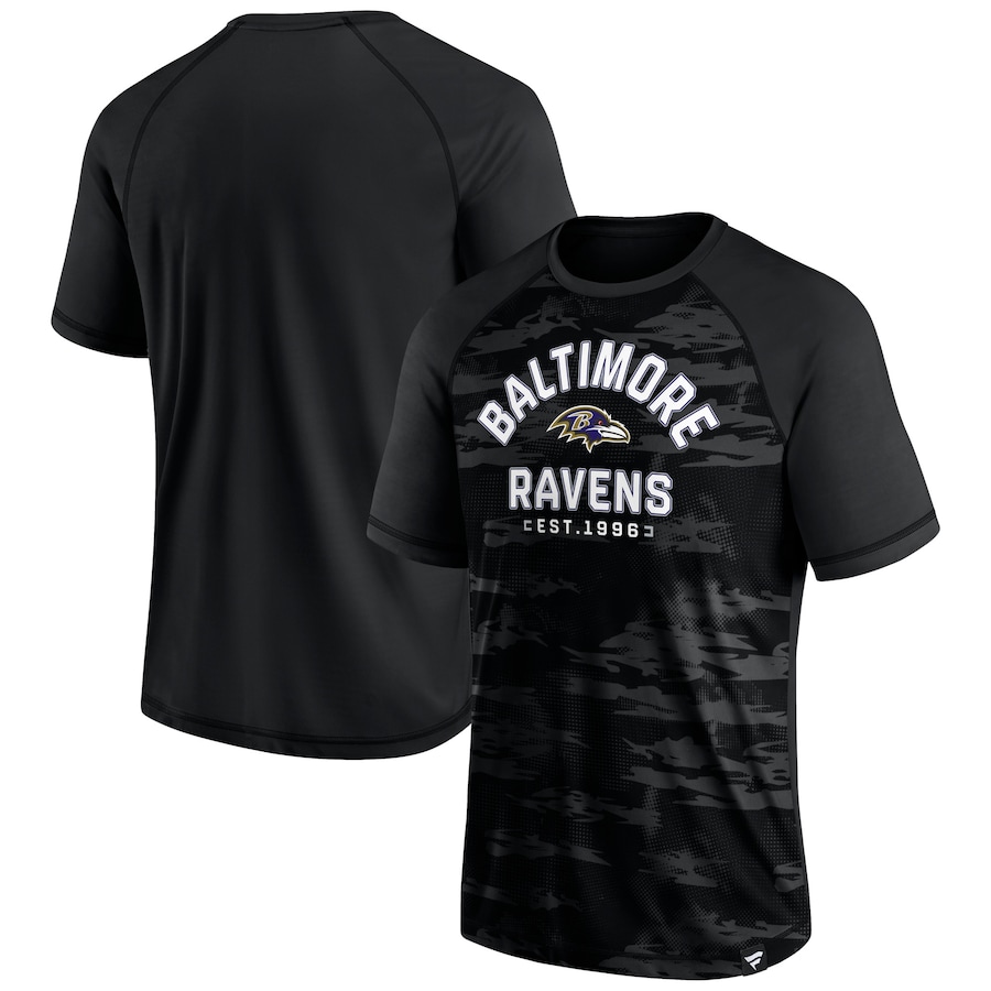 Baltimore Ravens Blackout Hail Mary Raglan T-Shirt - Man