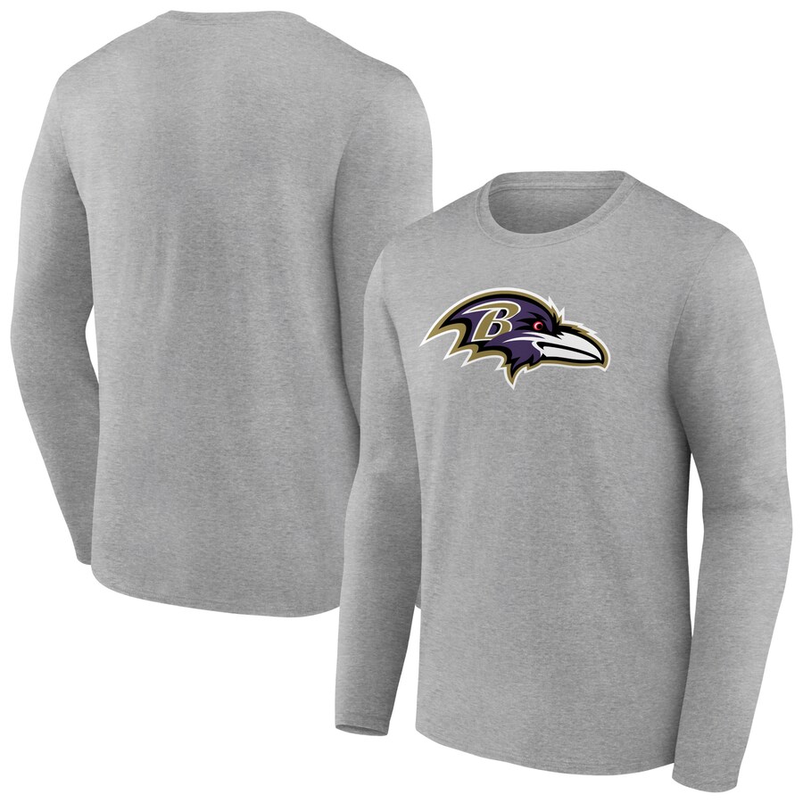 Baltimore Ravens Heather Gray Primary Team Logo Long Sleeve T-Shirt - Man Baltimore Ravens Heather Gray Primary Team Logo Long Sleeve T-Shirt - Man