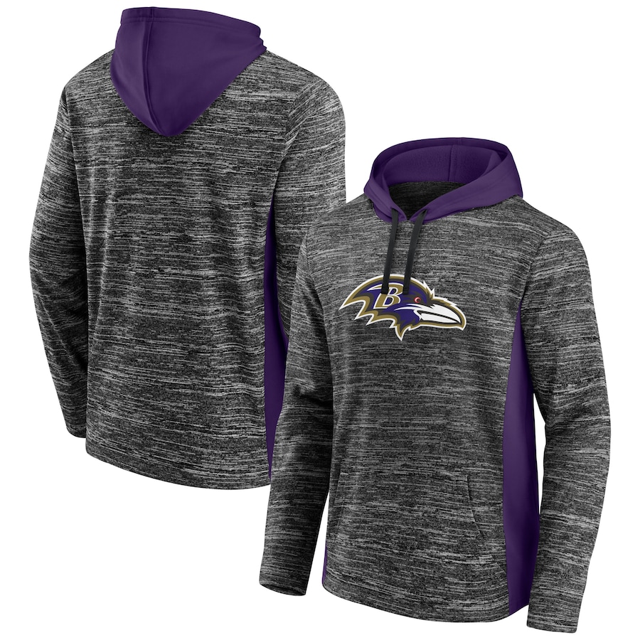 Baltimore Ravens Heathered Charcoal/Purple Instant Replay Pullover Hoodie - Man