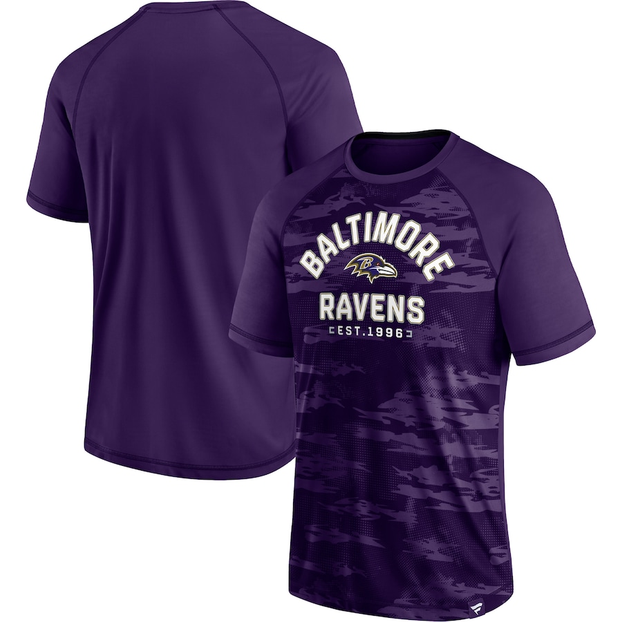 Baltimore Ravens Purple Hail Mary Raglan T-Shirt - Man Baltimore Ravens Purple Hail Mary Raglan T-Shirt - Man