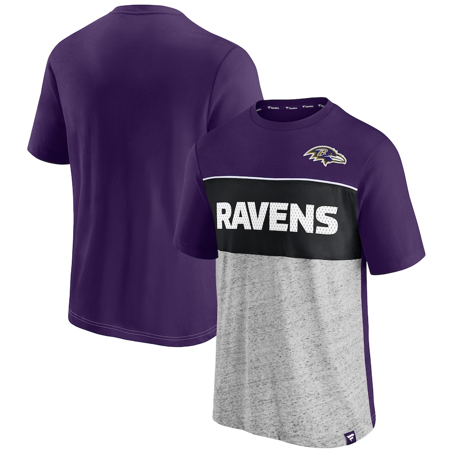 Baltimore Ravens Purple/Heathered Gray Colorblock T-Shirt - Man Baltimore Ravens Purple/Heathered Gray Colorblock T-Shirt - Man