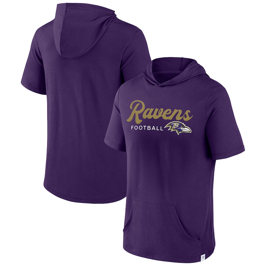 Baltimore Ravens Purple Offensive Strategy Short Sleeve Pullover Hoodie - Man Baltimore Ravens Purple Offensive Strategy Short Sleeve Pullover Hoodie - Man