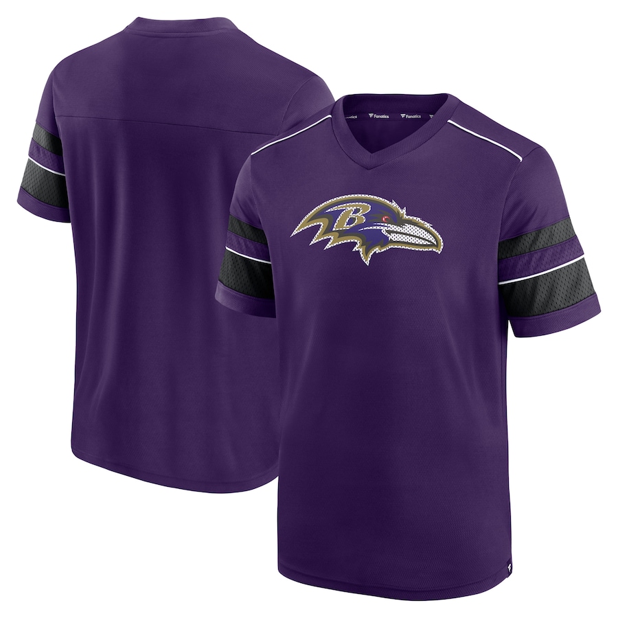 Baltimore Ravens Purple Textured Hashmark V-Neck T-Shirt - Man Baltimore Ravens Purple Textured Hashmark V-Neck T-Shirt - Man