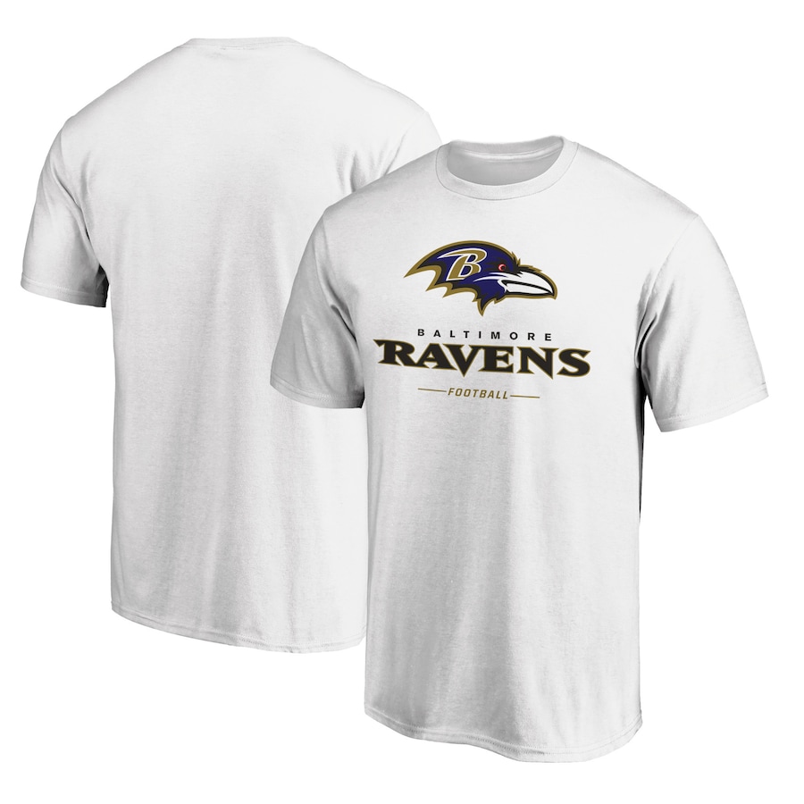 Baltimore Ravens White Logo Team Lockup T-Shirt - Man