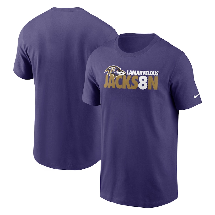 Baltimore Ravens Lamar Jackson Football Purple Player Graphic T-Shirt - Man