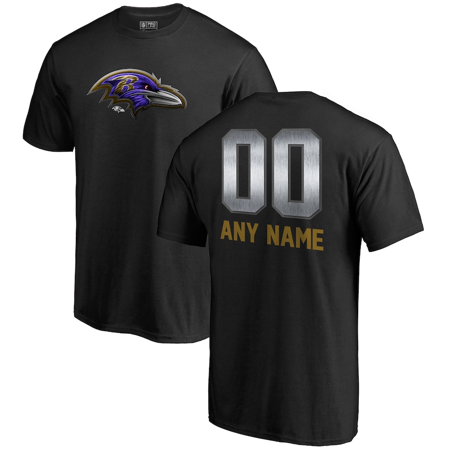 Baltimore Ravens NFL Pro Line by Black Personalized Midnight Mascot T-Shirt - Man Baltimore Ravens NFL Pro Line by Black Personalized Midnight Mascot T-Shirt - Man