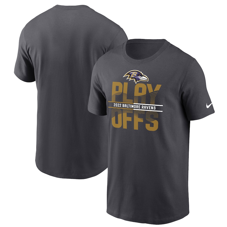 Baltimore Ravens Football Anthracite 2022 NFL Playoffs Iconic T-Shirt - Man
