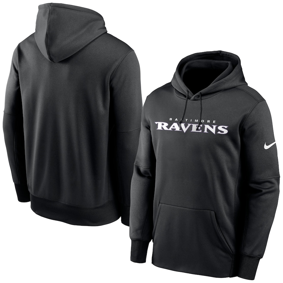 Baltimore Ravens Football Black Fan Gear Wordmark Performance Pullover Hoodie - Man